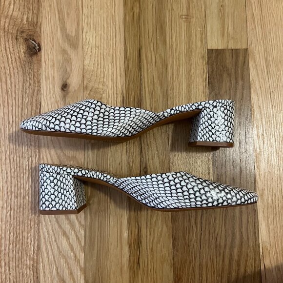 Reformation Block Heeled Mule Snake Print Size 8 - Picture 4 of 6